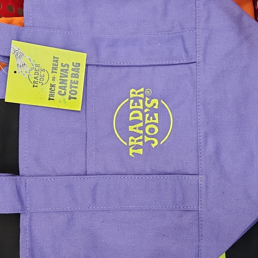 Trader Joe's Halloween Mini Purple Canvas Tote Bag